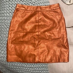 Top shop orange leather skirt size 4.